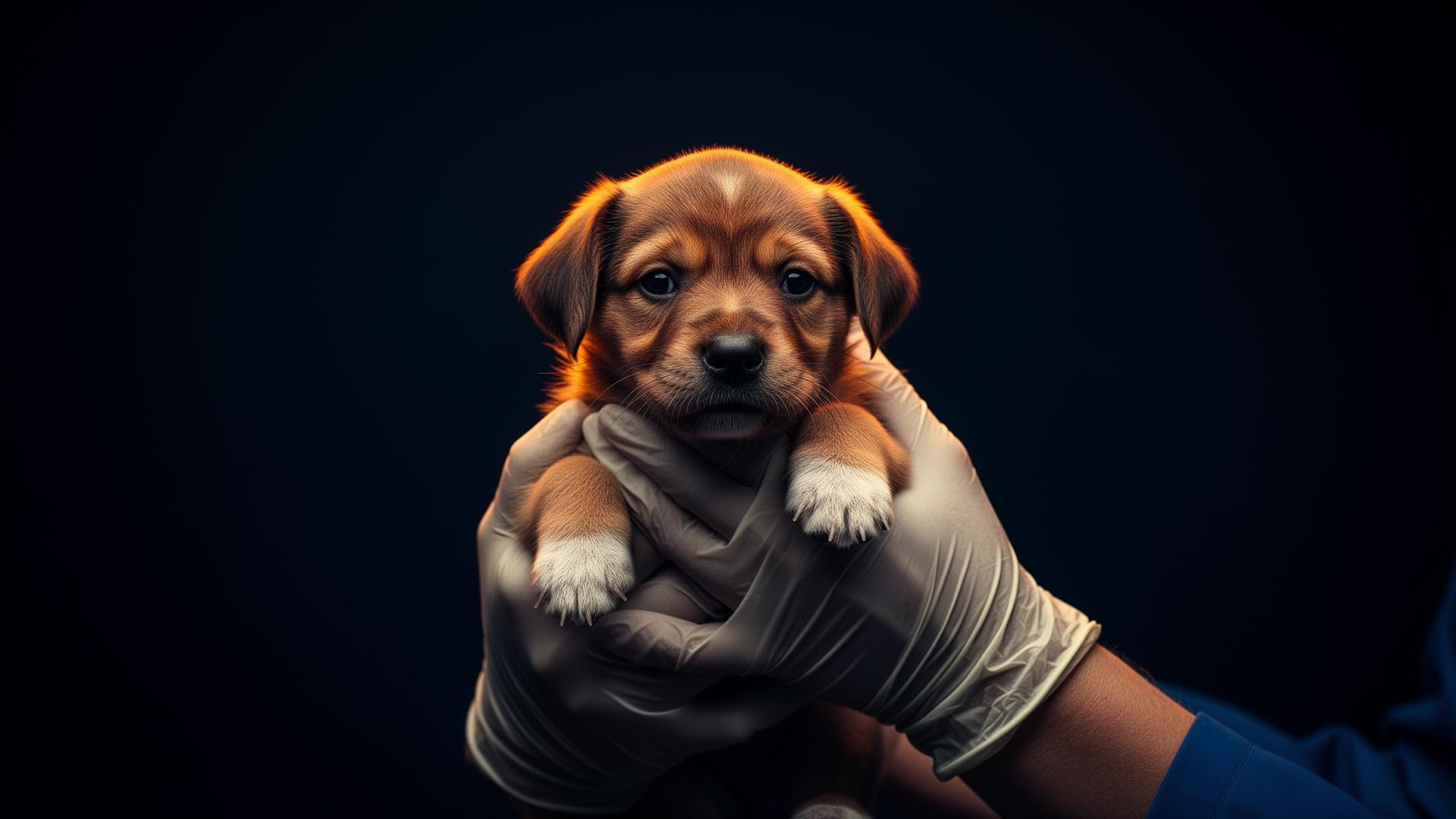 Vétérinaire tenant un chiot